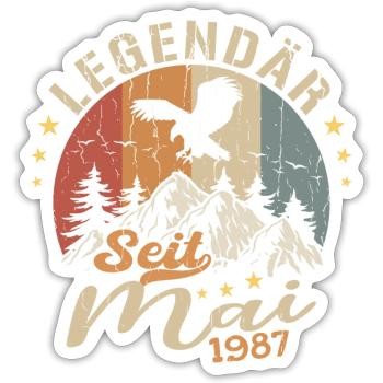 Mai 1987 Jahrgang geboren im Mai 1987 Jubiläum - Sticker Größe S (10 x 10 cm) - Mattweiß - Vorne