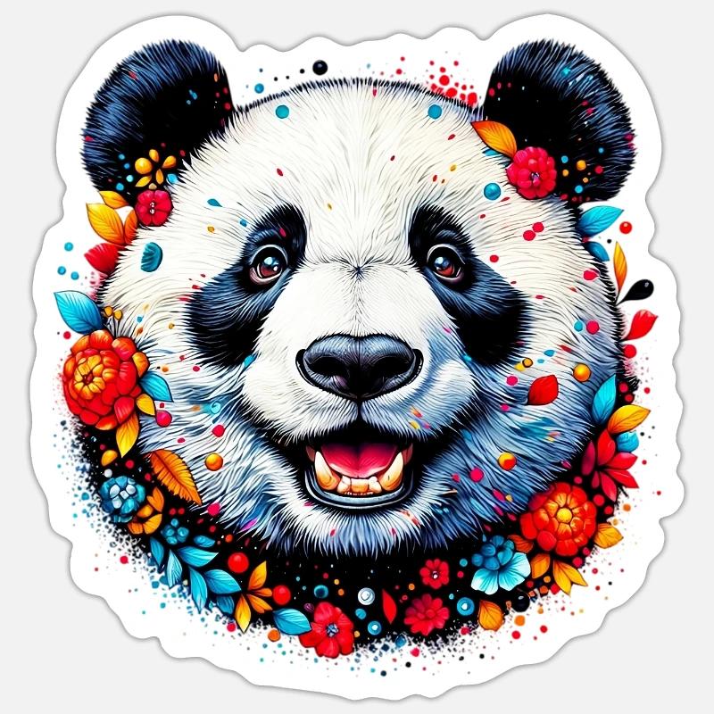 Panda - Sticker taille S (10 x 10 cm) - blanc mat