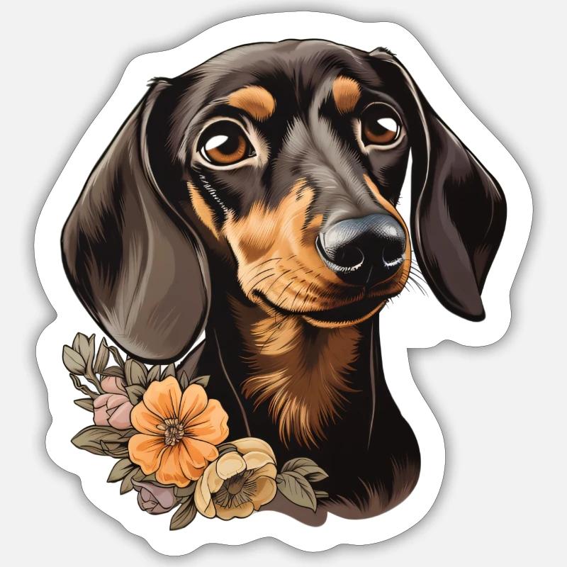 Teckel Tête de teckel Sticker taille S (10 x 10 cm)