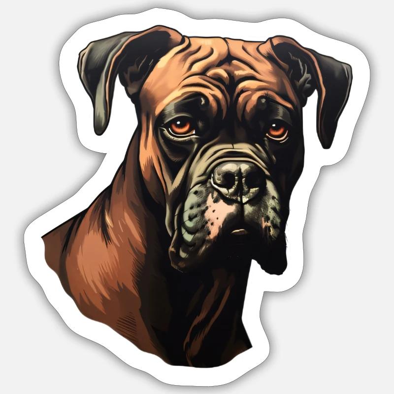 Tête de boxeur - Sticker taille S (10 x 10 cm) - blanc mat