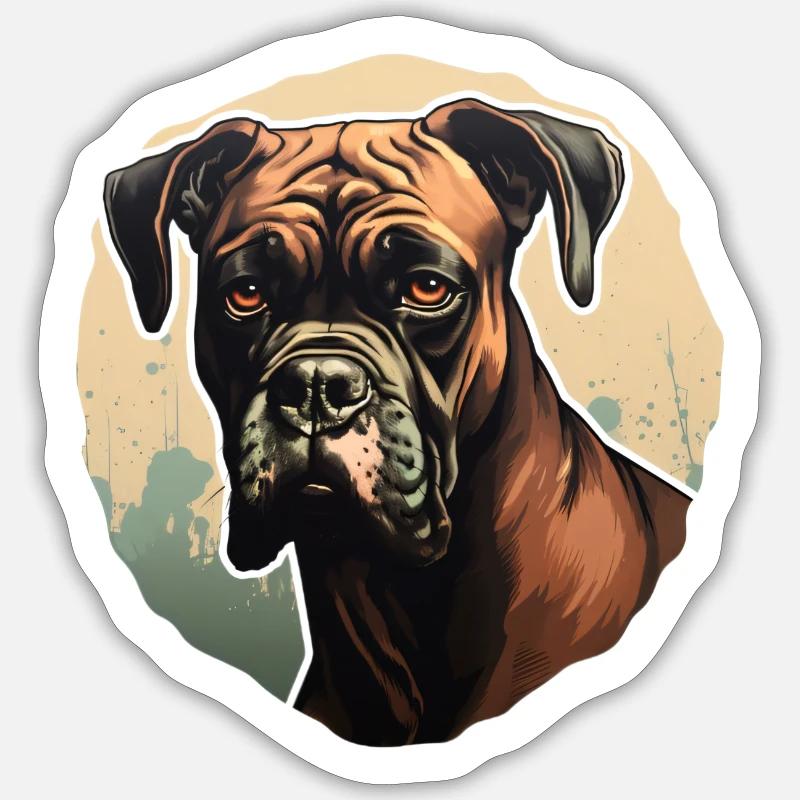 Boxer head interested Sticker size S (10 x 10 cm)