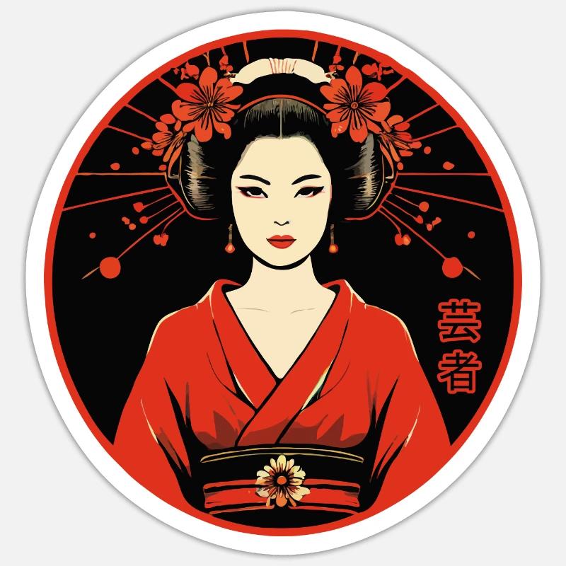 Geisha - Sticker size S (10 x 10 cm) - white matte