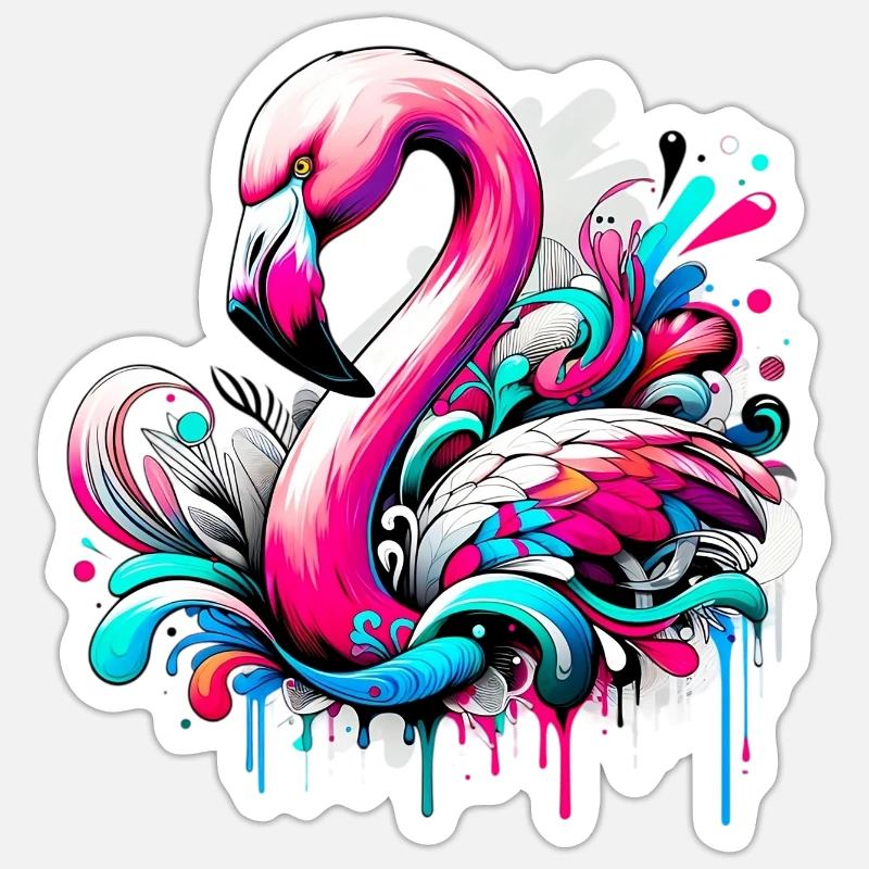 Flamingo - Sticker size S (10 x 10 cm) - white matte