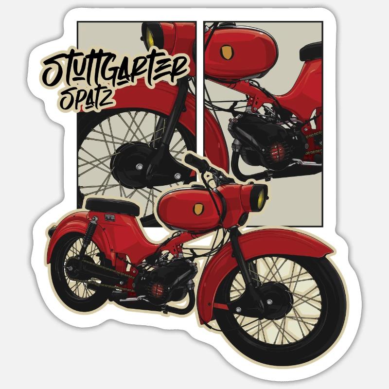 Sparrow (red) // Illustration - Sticker size S (10 x 10 cm) - white matte