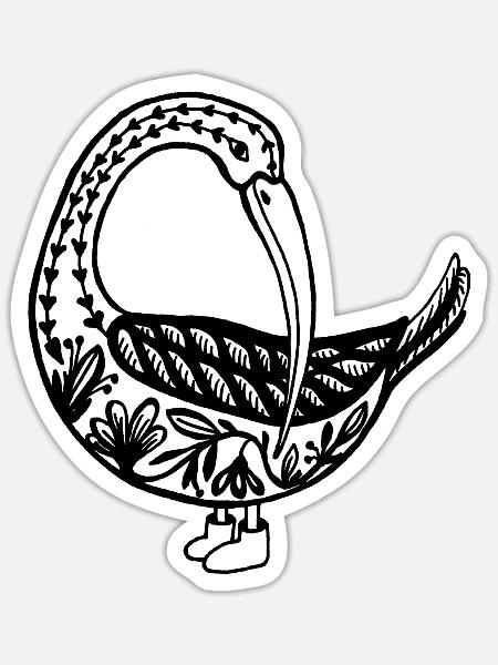 Gans blumig - Sticker Größe S (10 x 10 cm) - Mattweiß