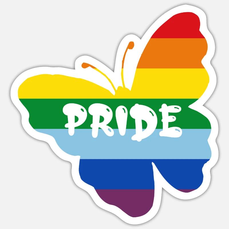 Papillon drapeau arc-en-ciel Sticker taille S (10 x 10 cm)