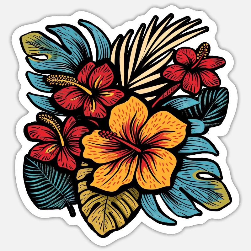 Hibiscus - Sticker Größe S (10 x 10 cm) - Mattweiß