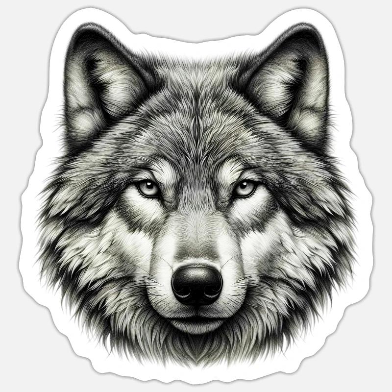 Loup - Sticker taille S (10 x 10 cm) - blanc mat