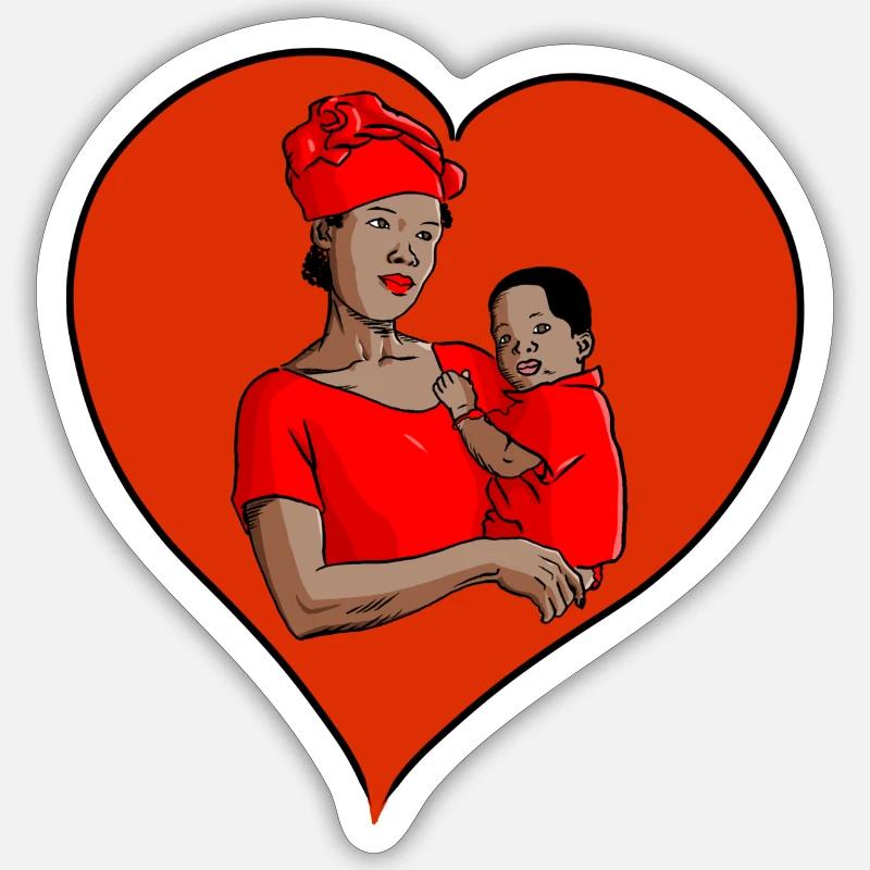 Mutter und Kind in einem Herzen Sticker Größe S (10 x 10 cm)