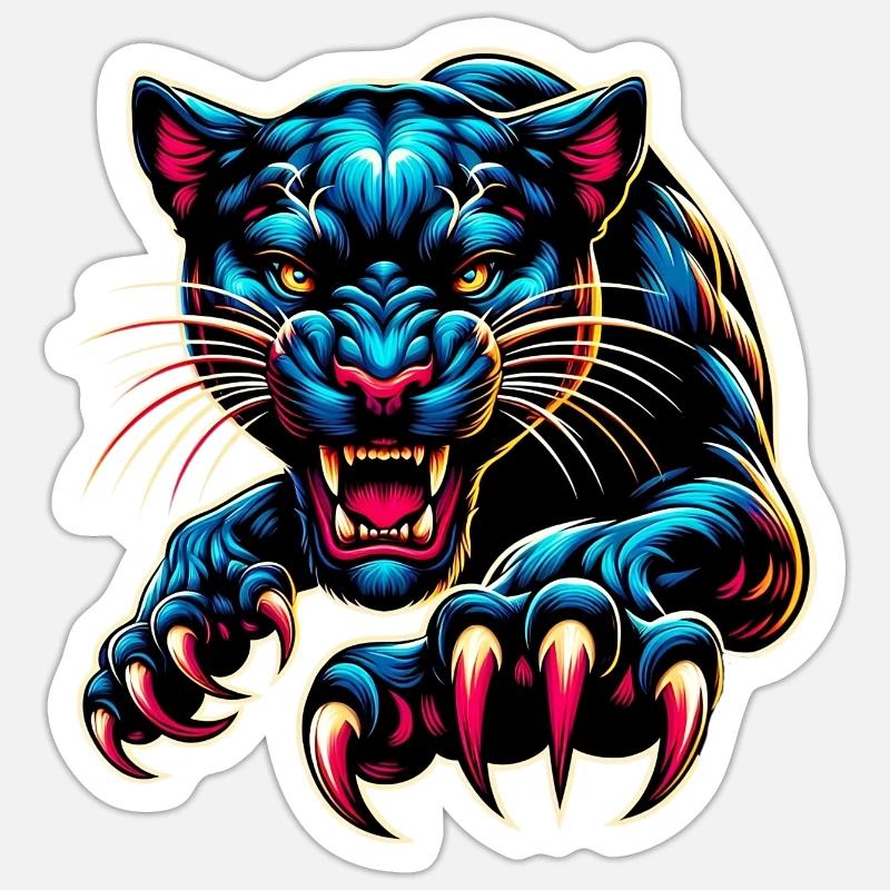 Panthère - Sticker taille S (10 x 10 cm) - blanc mat