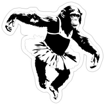 Tanzender Schimpanse - Sticker Größe S (10 x 10 cm) - Mattweiß - Vorne