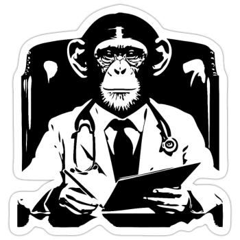 Monkey Doctor - Sticker size S (10 x 10 cm) - white matte - Front