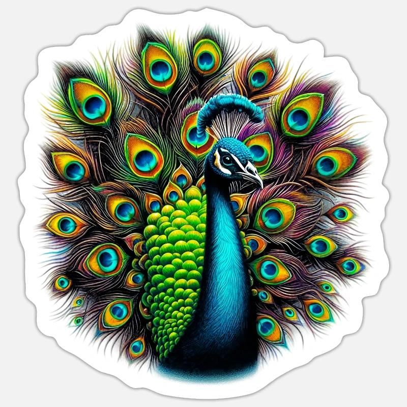 Peacock - Sticker size S (10 x 10 cm) - white matte