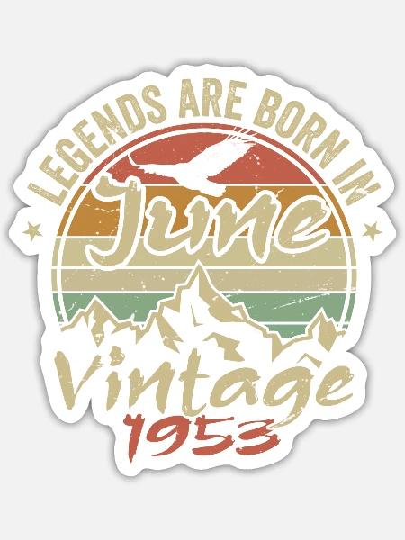 Geburtstag Juni 1953 geboren im Juni 1953 Retro 1953 - Sticker Größe S (10 x 10 cm) - Mattweiß