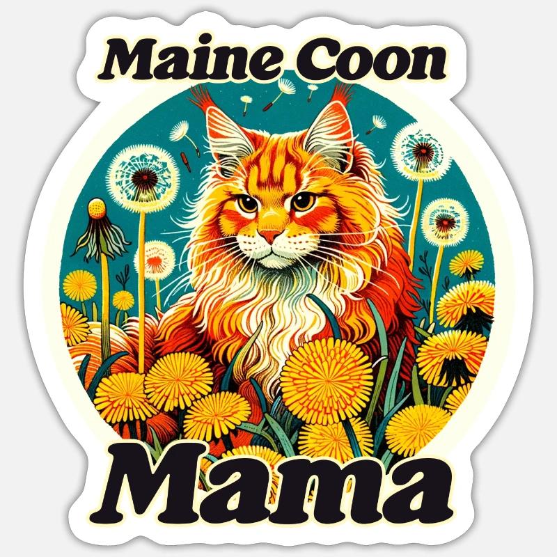 MaineCoon Mama - Sticker taille S (10 x 10 cm) - blanc mat