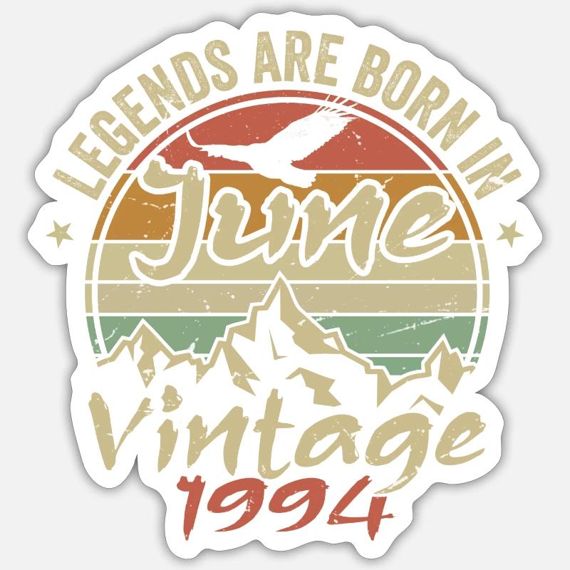Geburtstag Juni 1994 geboren im Juni 1994 Retro 1994 - Sticker Größe S (10 x 10 cm) - Mattweiß