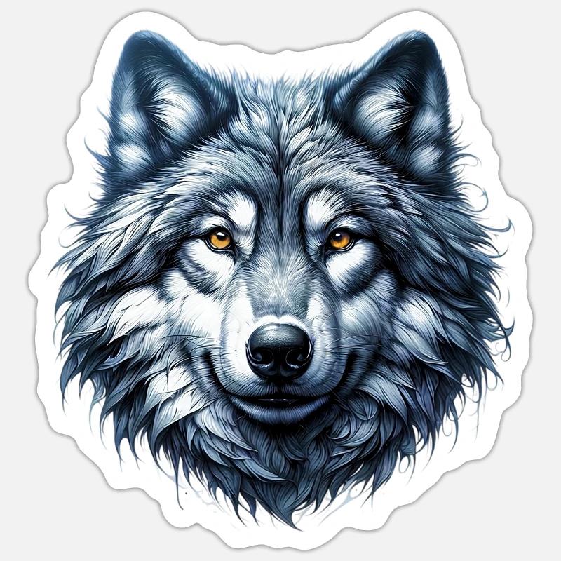 Loup - Sticker taille S (10 x 10 cm) - blanc mat
