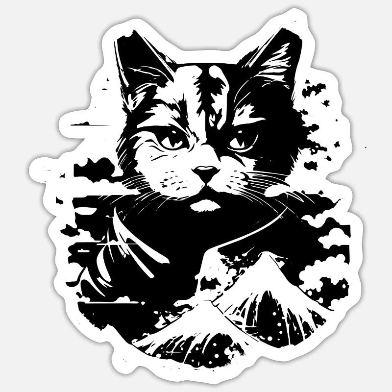 Cat Anime Look - Sticker size S (10 x 10 cm) - white matte