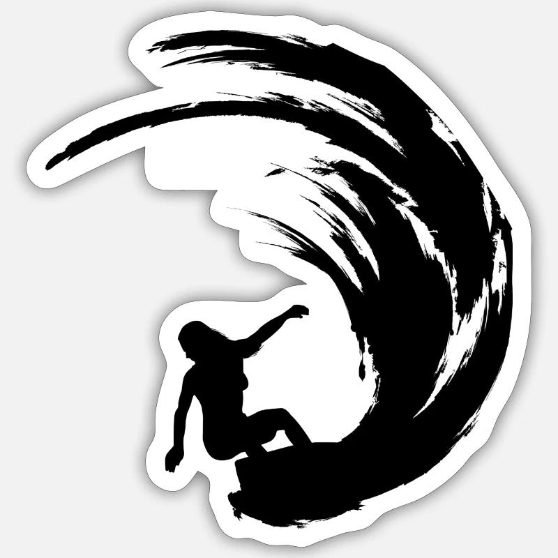 Surfer Surfen Surferin - Sticker Größe S (10 x 10 cm) - Mattweiß
