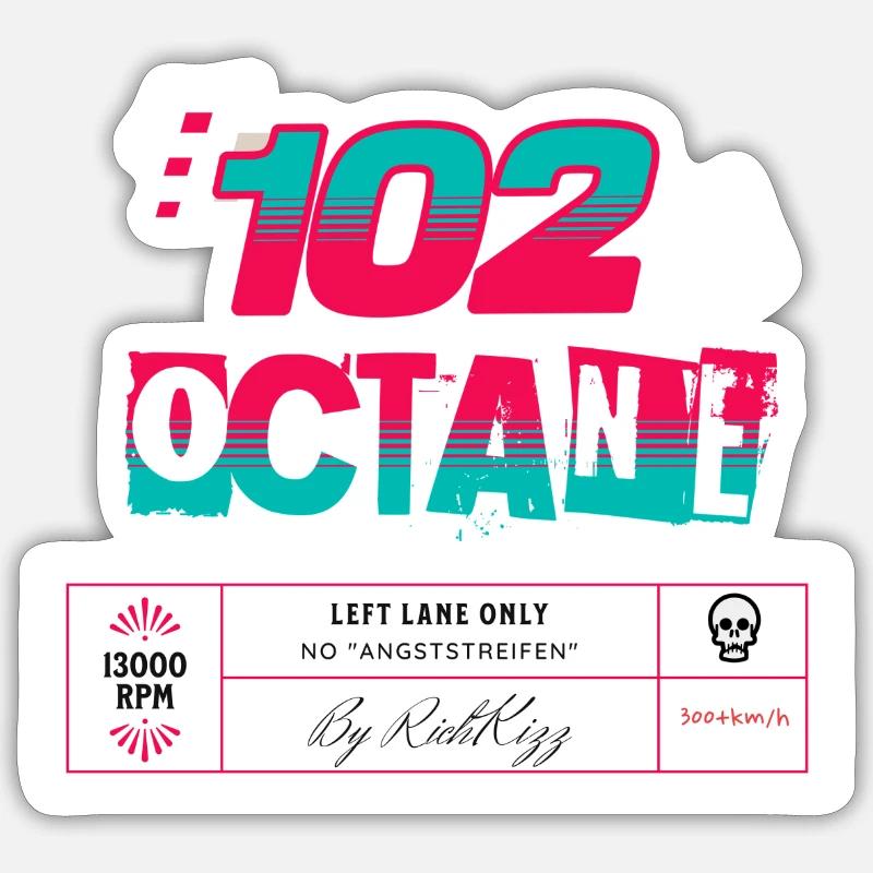 102 Octane Cap - Sticker size S (10 x 10 cm) - white matte