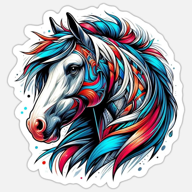 Cheval - Sticker taille S (10 x 10 cm) - blanc mat
