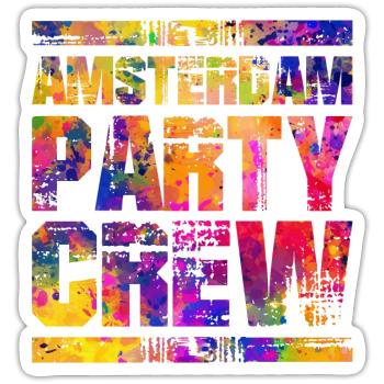 Amsterdam Party Crew Bunt - Sticker Größe S (10 x 10 cm) - Mattweiß - Vorne