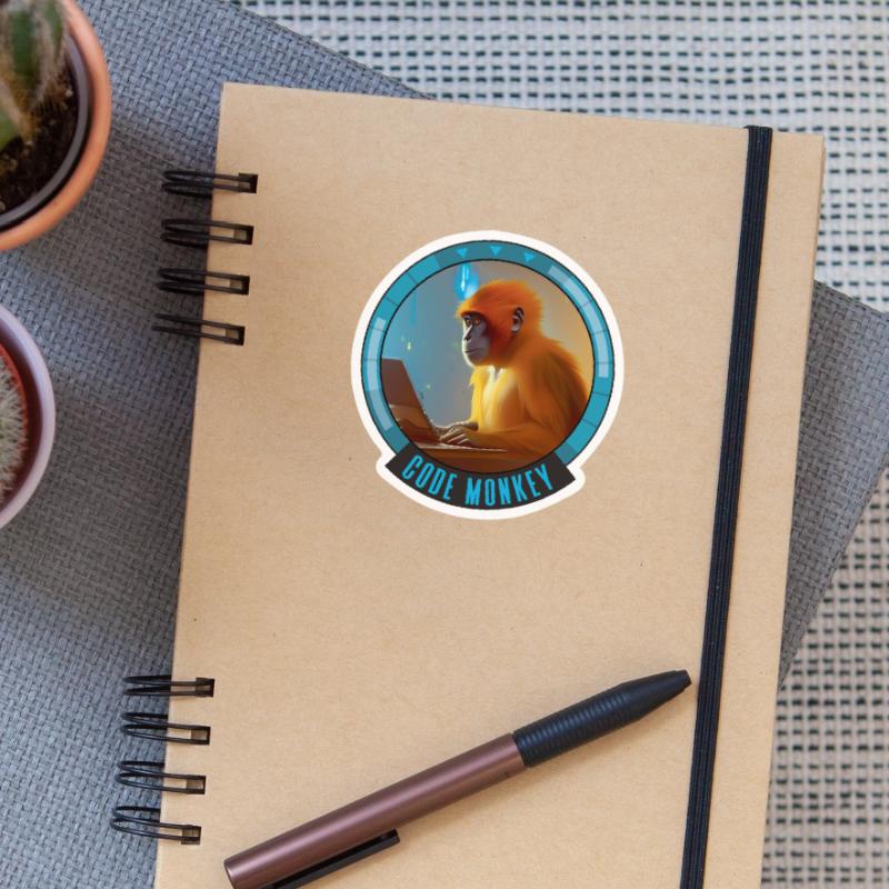Code Monkey - Informatique - Programmeur Sticker taille S (10 x 10 cm)