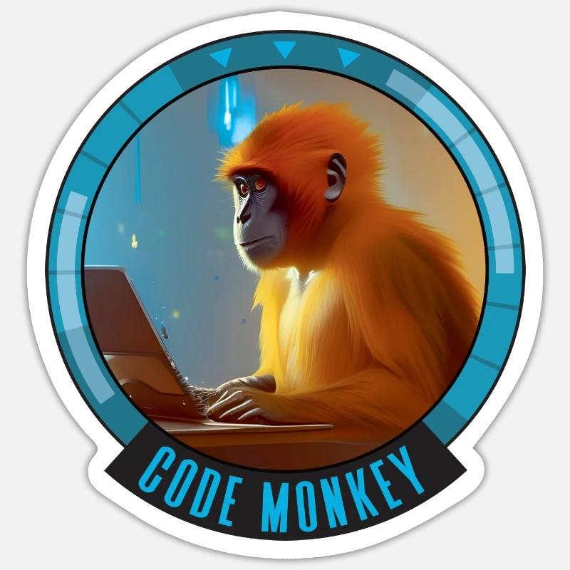 Code Monkey - IT - Programmierer Sticker Größe S (10 x 10 cm)