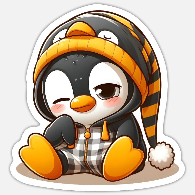 Tired Penguin Sticker size S (10 x 10 cm)