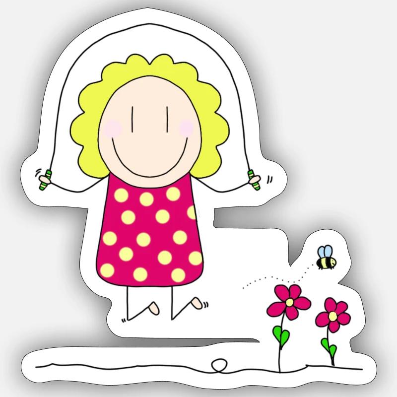 Seilspringen - Mädchen mit blondem Haar Sticker Größe S (10 x 10 cm)