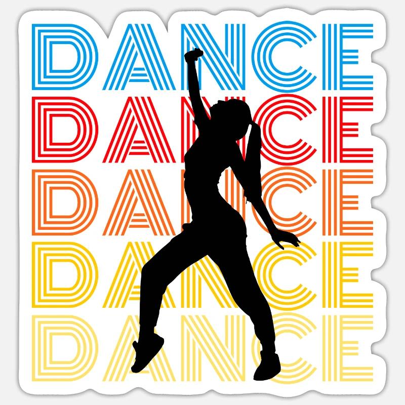 DANCE - funky Retro Tanz Design für Disco & Studio - Sticker Größe S (10 x 10 cm) - Mattweiß