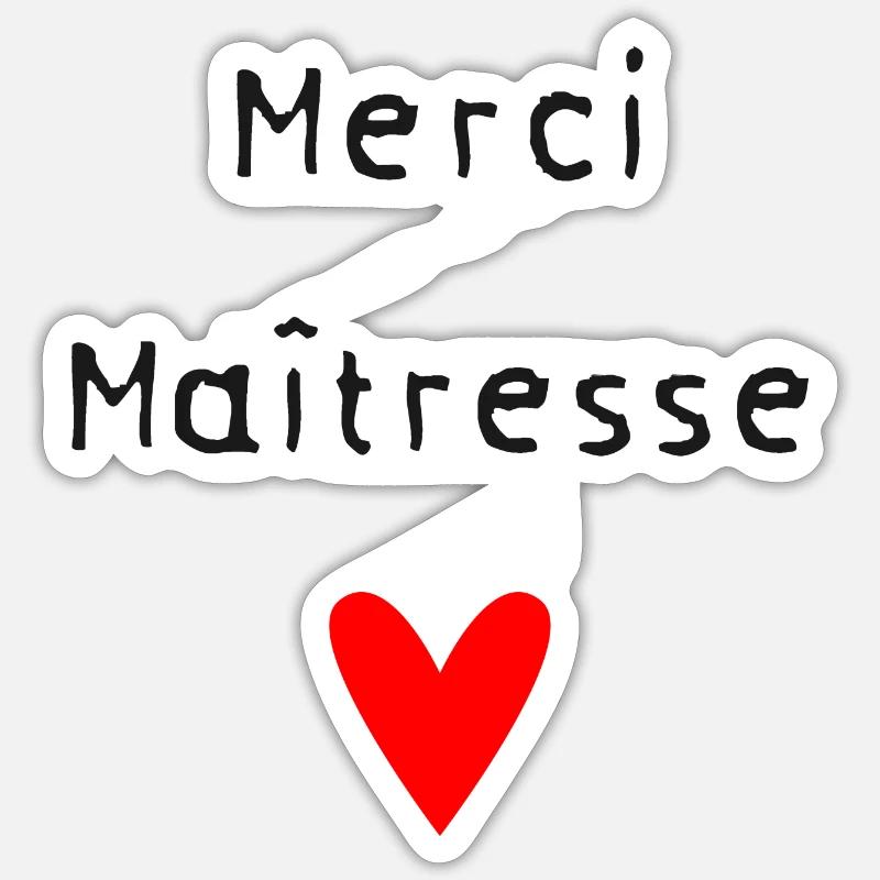 MERCI MAÎTRESSE - Sticker taille S (10 x 10 cm) - blanc mat