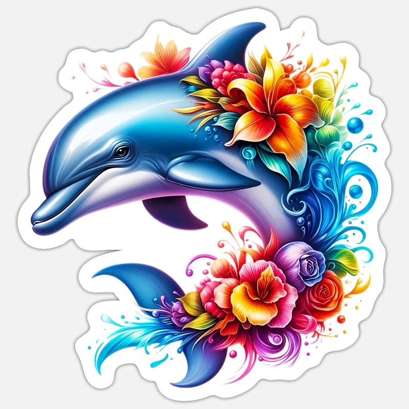 Dauphin - Sticker taille S (10 x 10 cm) - blanc mat
