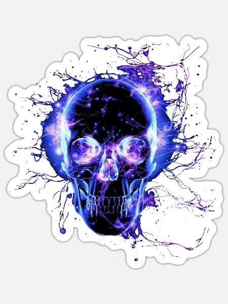 Skull Design Totenkopf für Rocker & Punker Schädel - Sticker Größe S (10 x 10 cm) - Mattweiß