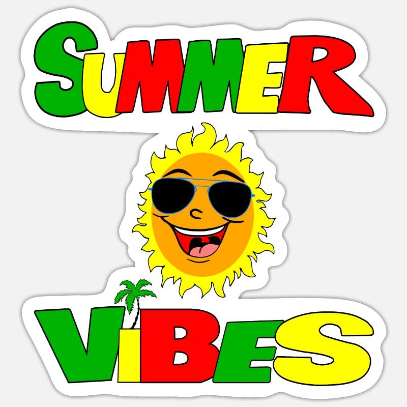 Design unique Summer Vibes - Sticker taille S (10 x 10 cm) - blanc mat