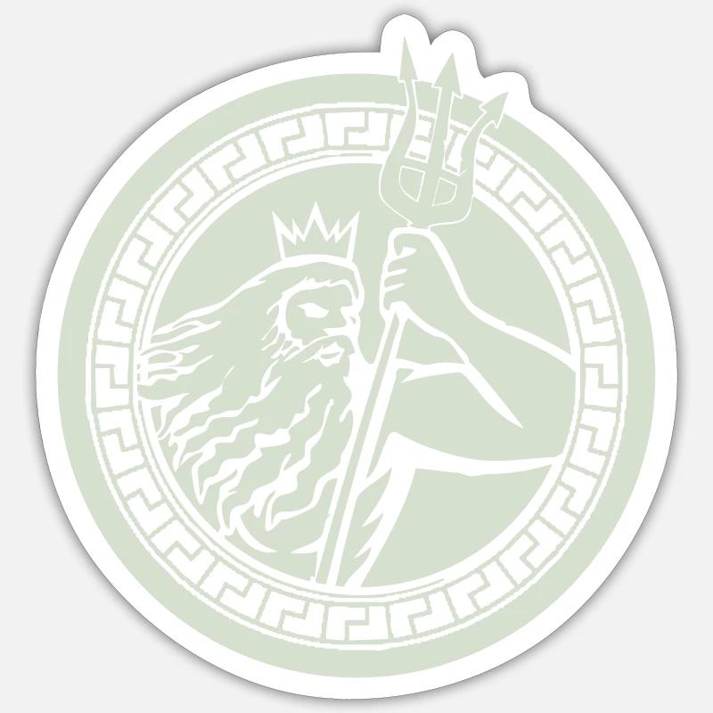 Poséidon Triton - Sticker taille S (10 x 10 cm) - blanc mat