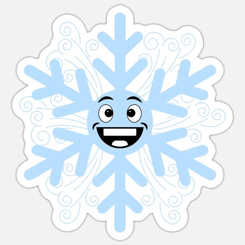 Flocon de neige heureux Sticker taille S (10 x 10 cm)