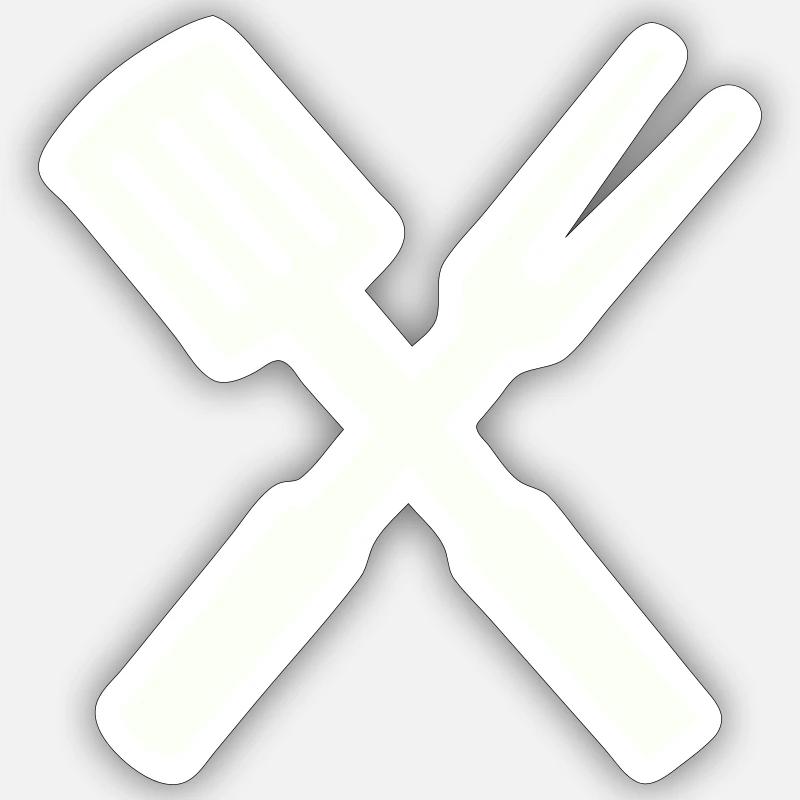 koch besteck - Sticker Größe S (10 x 10 cm) - Mattweiß