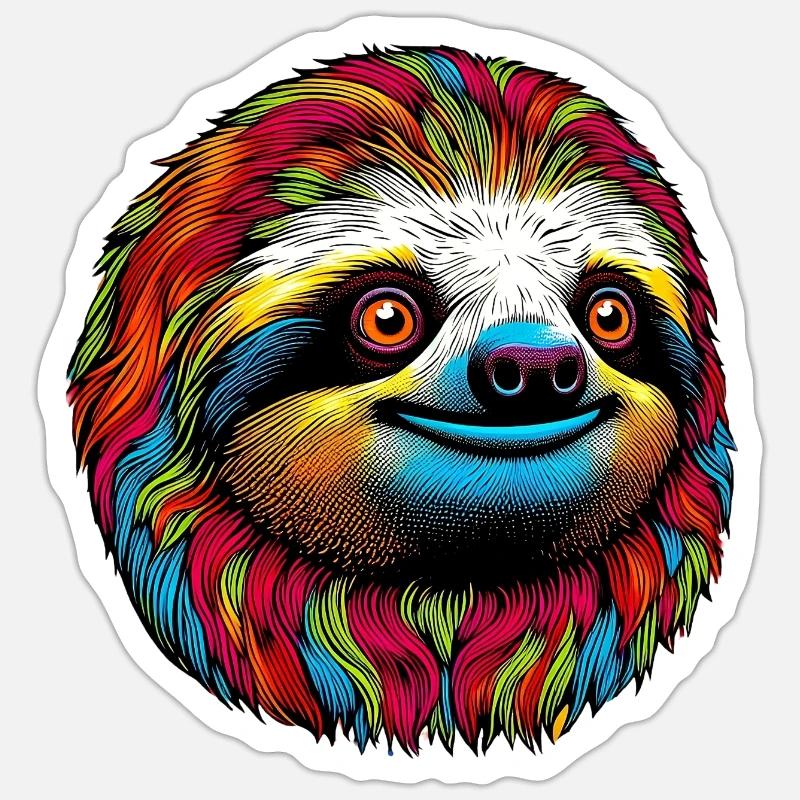 Faultier - Sticker Größe S (10 x 10 cm) - Mattweiß