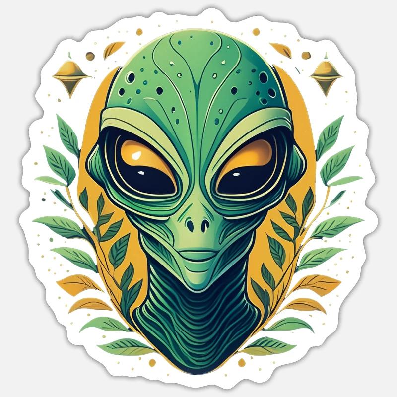 Nature Alien Vert Alien Face Sticker taille S (10 x 10 cm)