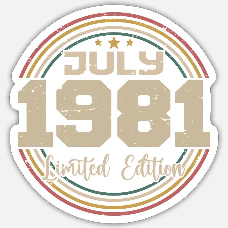 1981 Geburtstag Juli 1981 Geschenk Juli 1981 - Sticker Größe S (10 x 10 cm) - Mattweiß