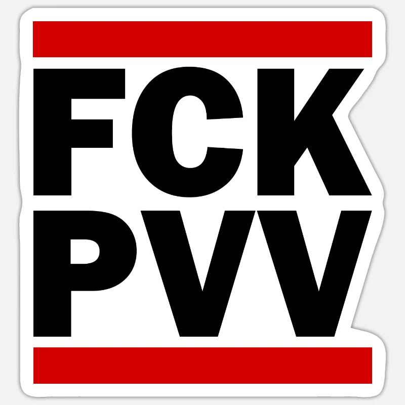 Fck pvv - Sticker Größe S (10 x 10 cm) - Mattweiß