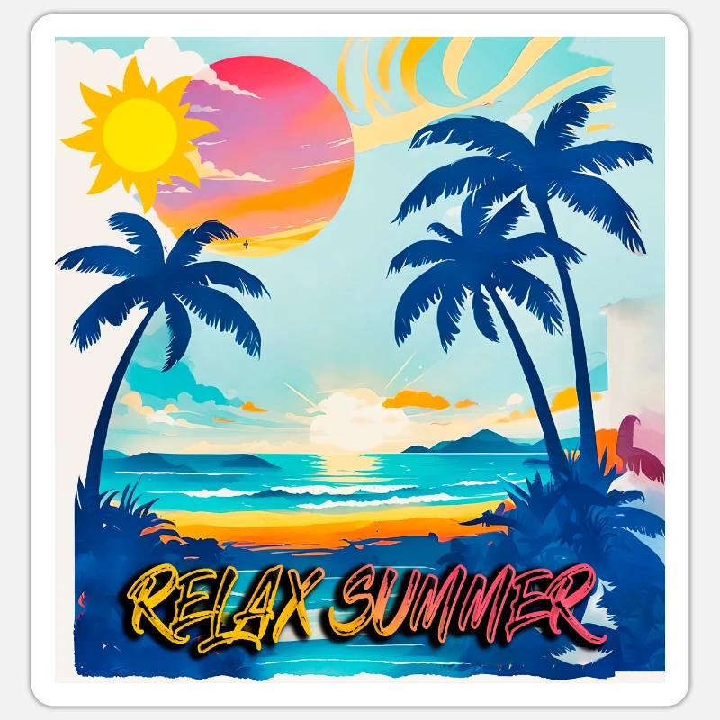 RELAX SUMMER - Sticker size S (10 x 10 cm) - white matte