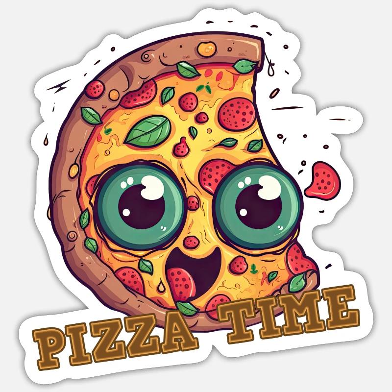 Pizza (avec texte) - Sticker taille S (10 x 10 cm) - blanc mat