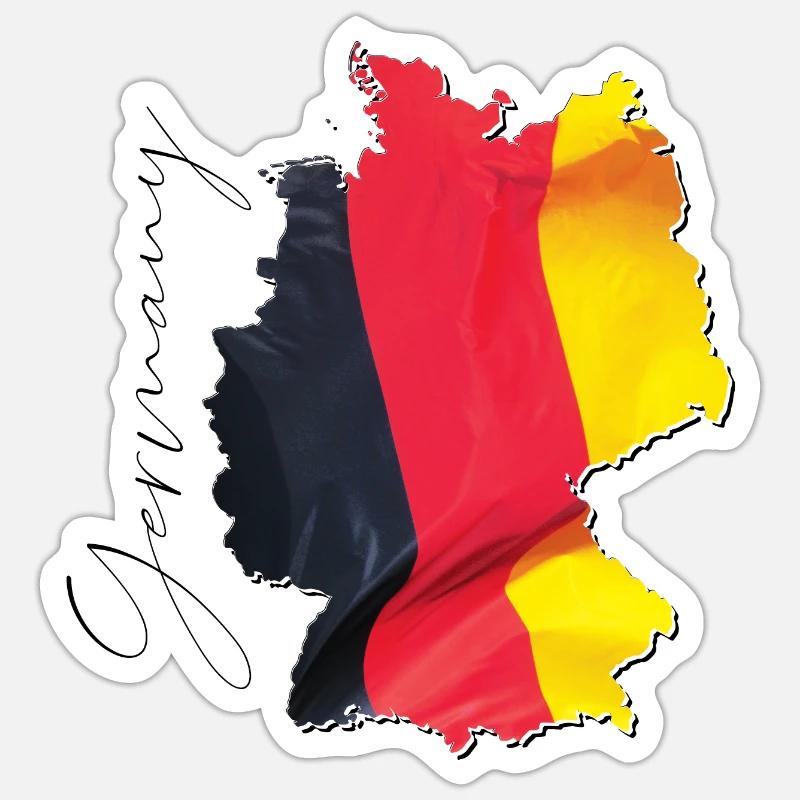 Germany Flag on the Germany Map EN Sticker size S (10 x 10 cm)