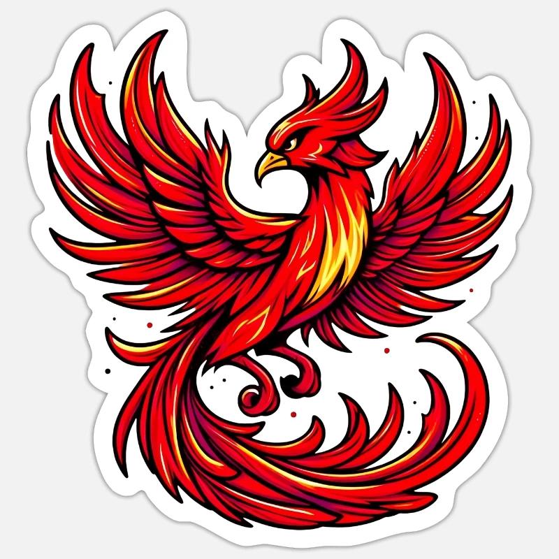 Roter Phönix - Sticker Größe S (10 x 10 cm) - Mattweiß