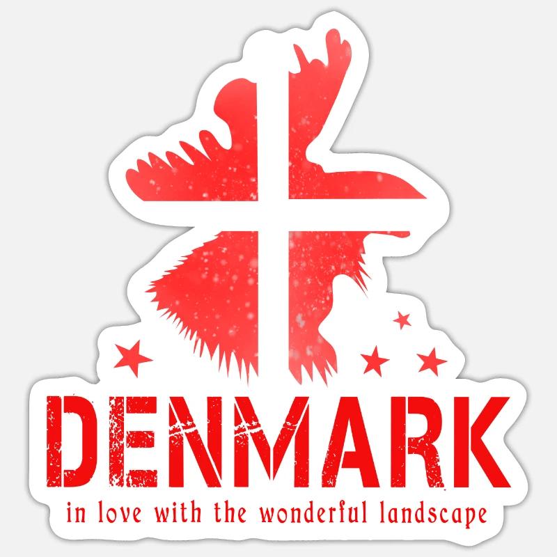 Danemark 2024 Rouge Blanc - Sticker taille S (10 x 10 cm) - blanc mat