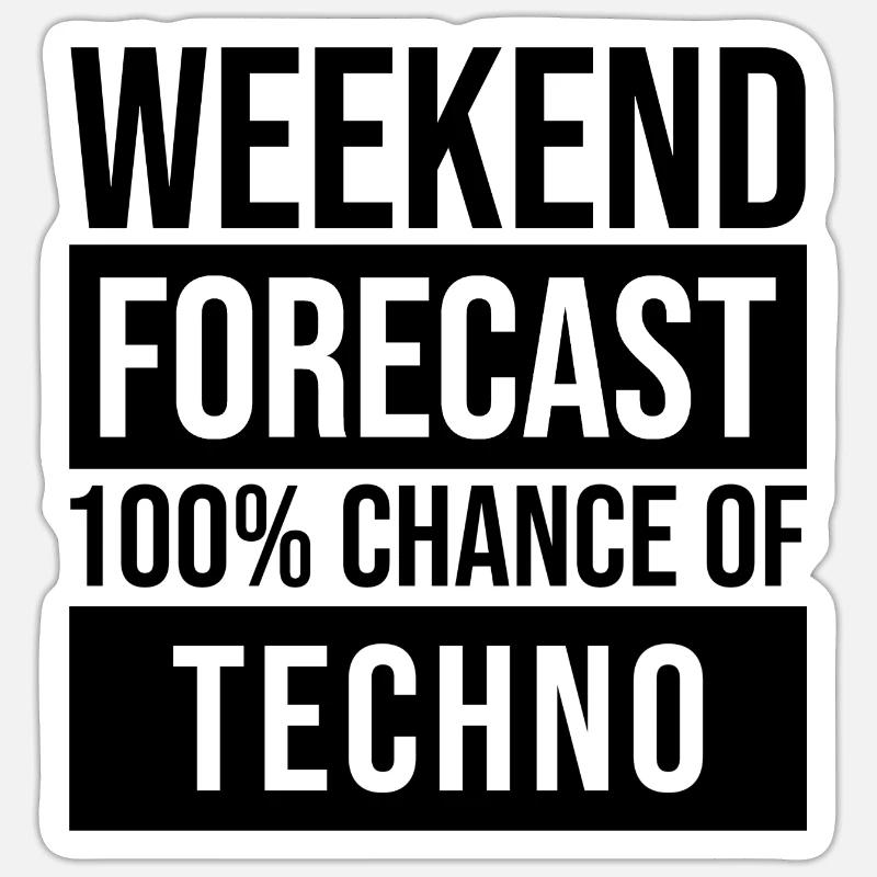 Techno - Sticker Größe S (10 x 10 cm) - Mattweiß