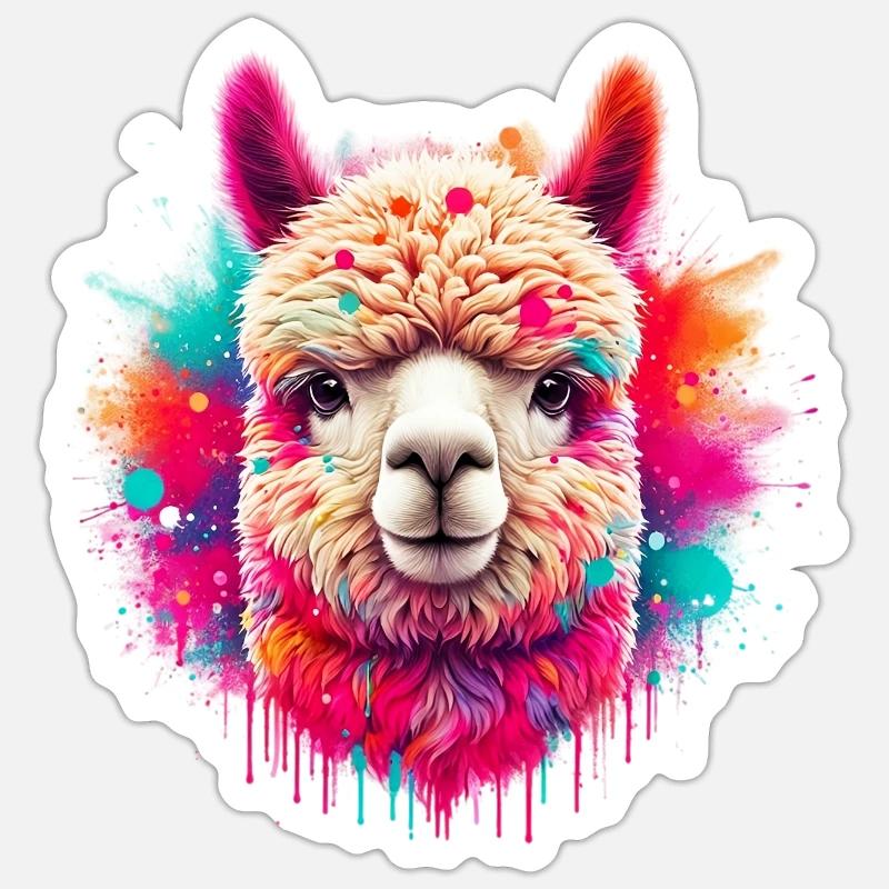 Alpaka - Sticker Größe S (10 x 10 cm) - Mattweiß