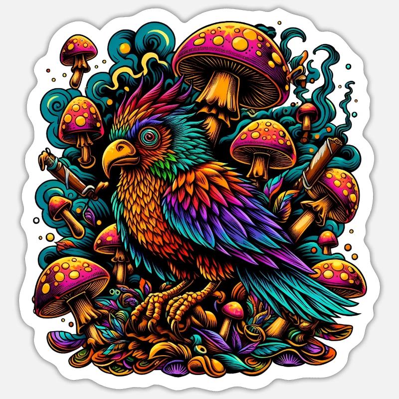 Psychedelic Parrot Paradise Sticker size S (10 x 10 cm)
